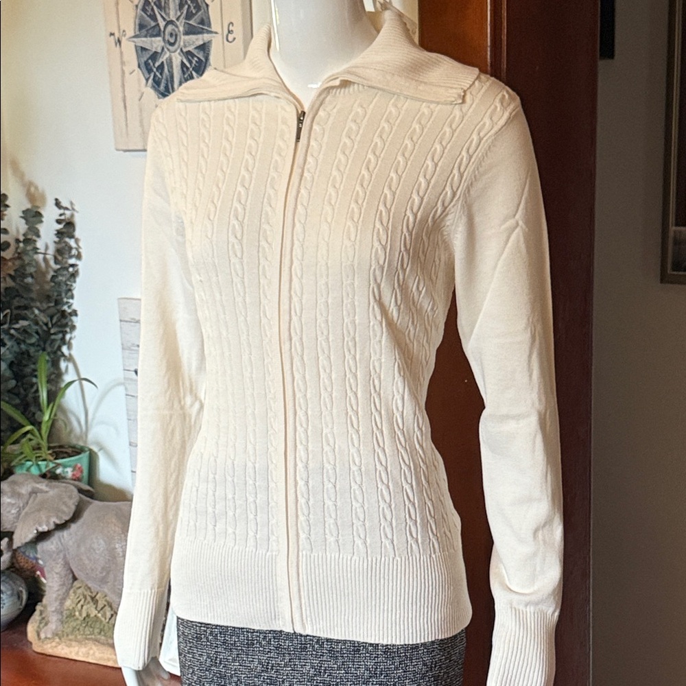 NWT northern reflections size small cotton Cream Cable Knit Women's Sweater